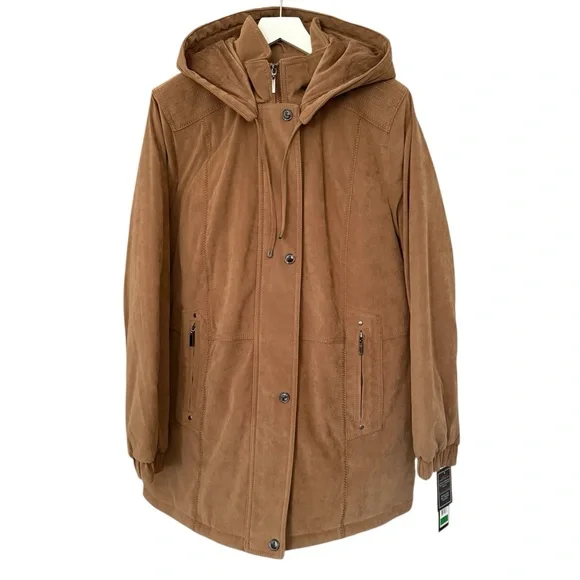 🚫SOLD🚫NWT Fleet Street Microsuede Removable Hood Jacket Coat Large - Picture 1 of 16